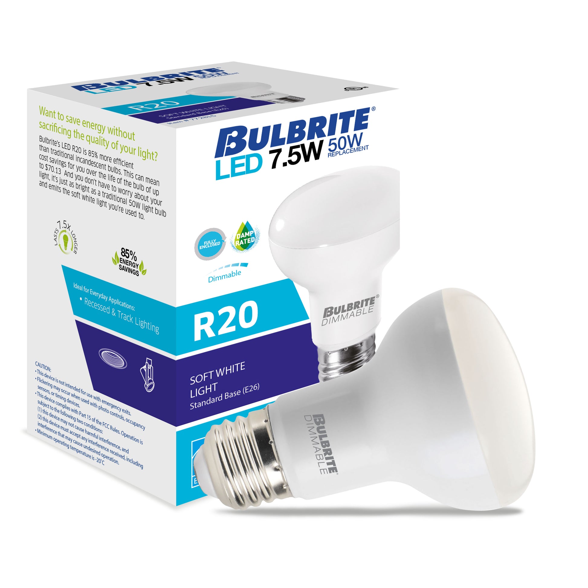 BULBRITE 7.5W LED R20 3000K E26 120V-4PK - Cheap-Us