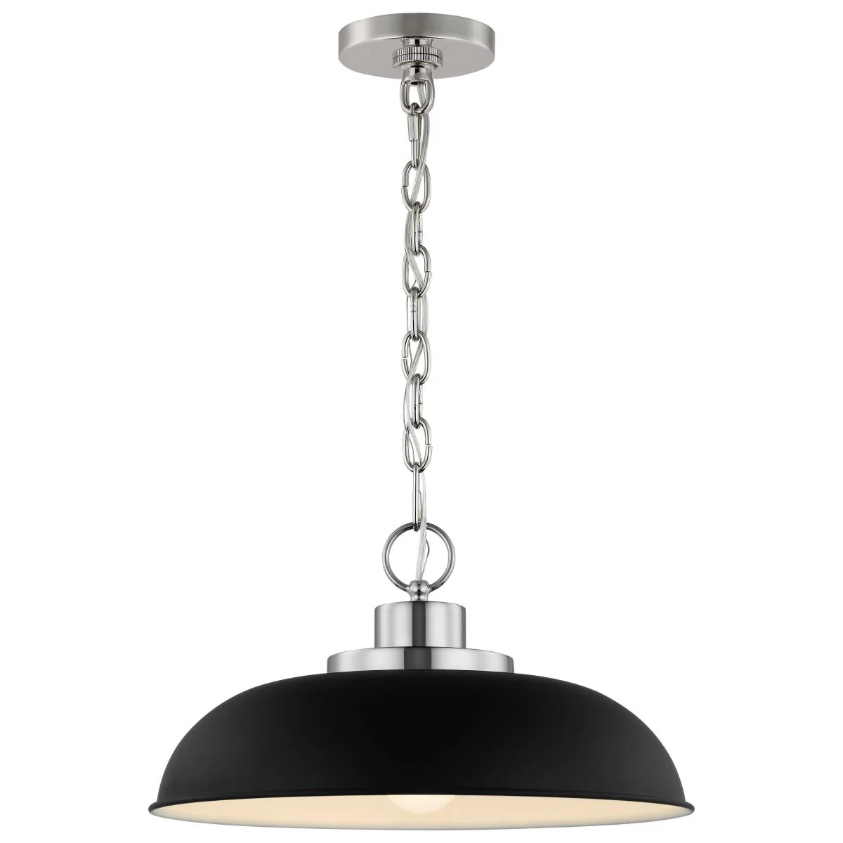 60-7482 COLONY 1 LIGHT SMALL PENDANT Colony; 1 Light; Small Pendant; Matte Black with Polished Nickel - Cheap-Us