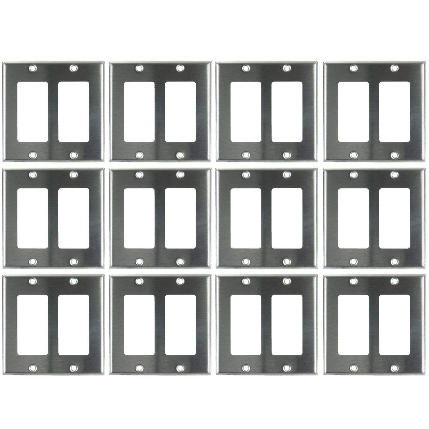 Sunlite E302/S 2 Gang Decorative Switch and Receptacle Plate, Steel - Cheap-Us