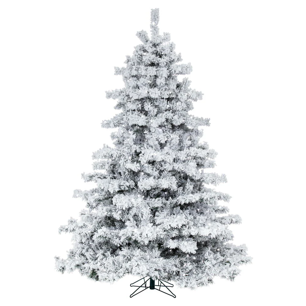 Vickerman 5.5' Flocked Alaskan Pine Artificial Christmas Tree Pure White Single Mold LED lights - Cheap-Us