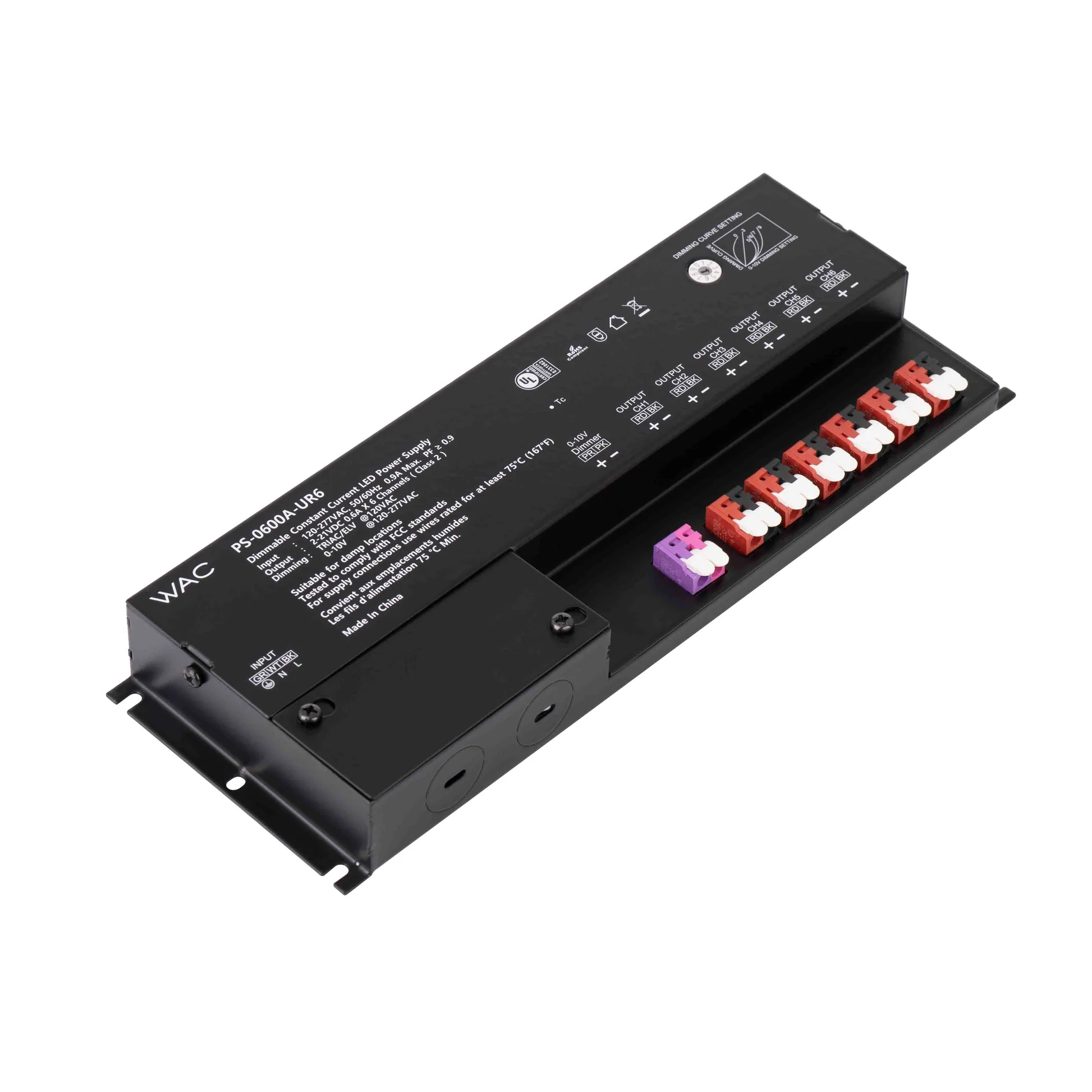 REMOTE DIMMABLE ENCLOSED POWER SUPPLY 6x 600mA 2-21VDC 75.6W - Cheap-Us