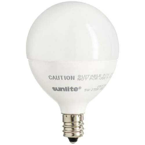 Sunlite 82041 LED G16.5 Light Bulb, 5 Watts (40W Equivalent), 350 Lumens, 90 CRI, Candelabra Base (E12), Frost, Dimmable, Energy Star, Title-20 Compliant, ETL Listed, 3000K Warm White, 6 Pack - Cheap-Us