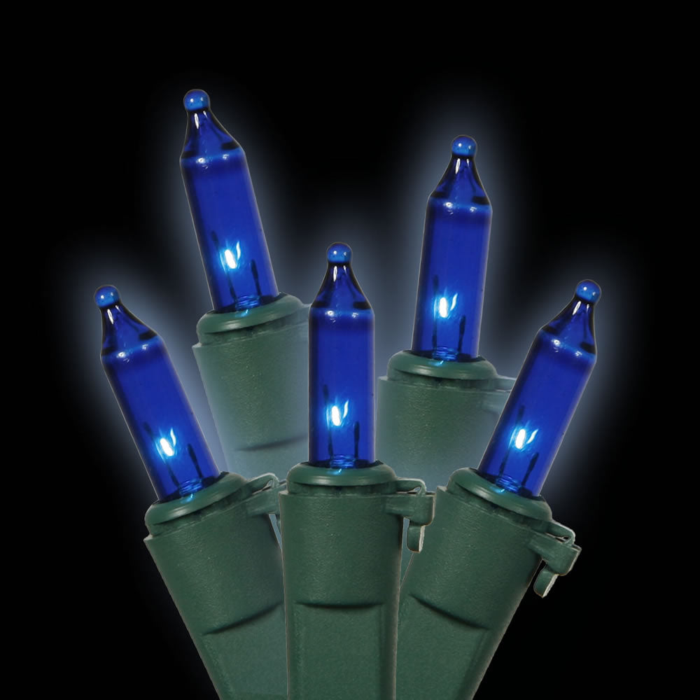 Vickerman 100 Blue Mini Light on Green Wire, 33' Christmas Light Strand- 2 Pack - Cheap-Us