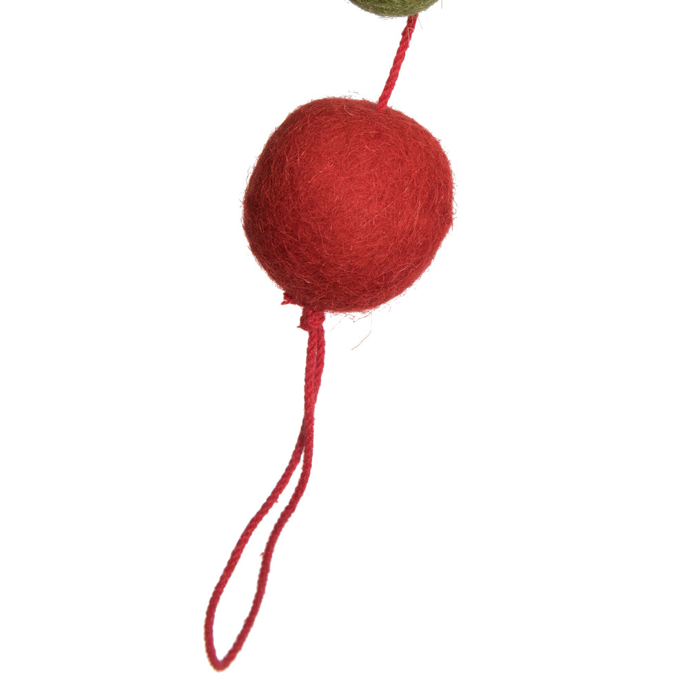 Vickerman 6' Red Lime and Green Wool Pom Pom Garland - Cheap-Us