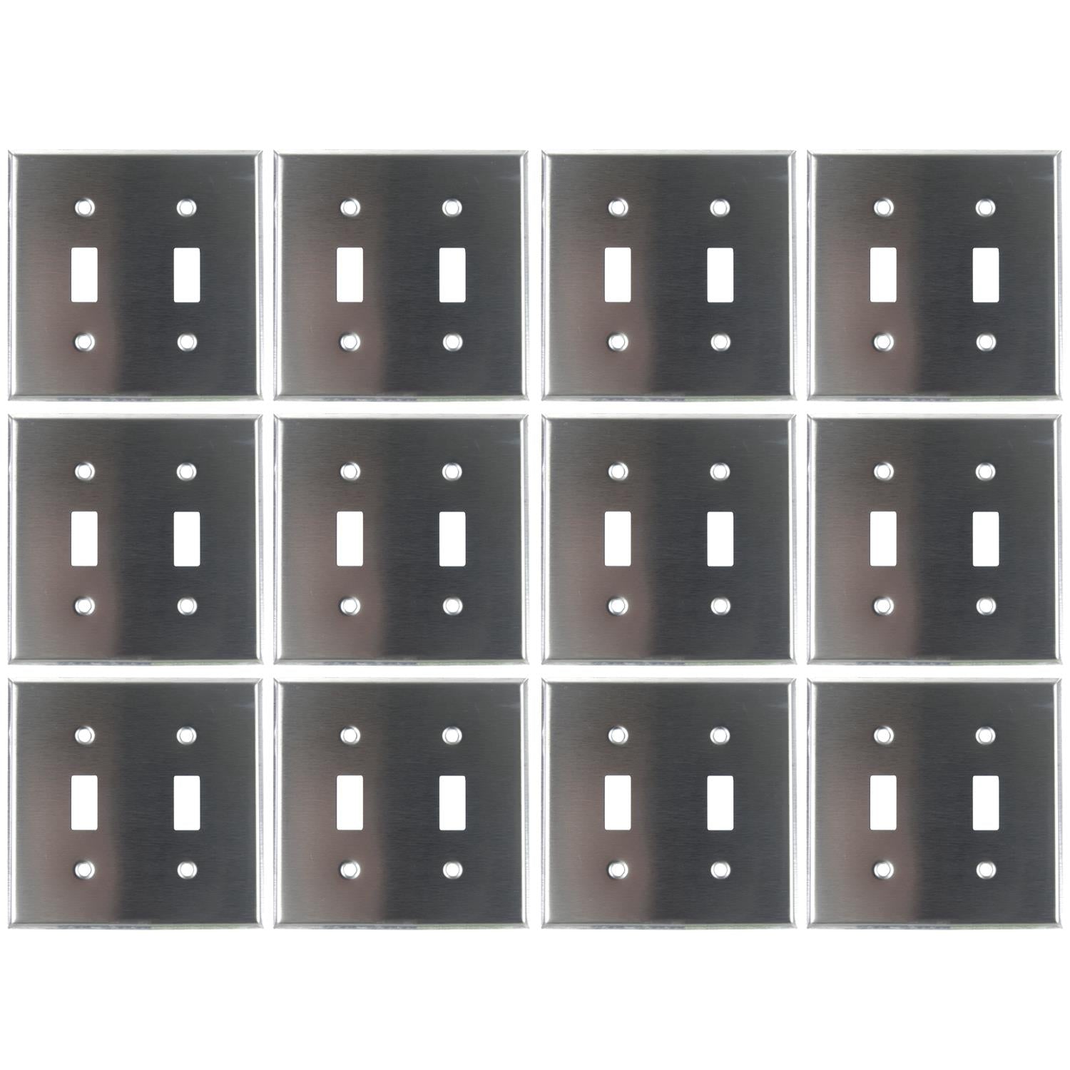 Sunlite E102/S 2 Gang Toggle Switch Plate, Steel - Cheap-Us