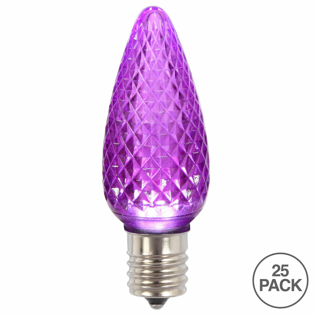 Vickerman C9 LED Purple Faceted Twinkle Bulb  Nickel Base  120V .96 Watts 25 Bulbs per bag - Cheap-Us