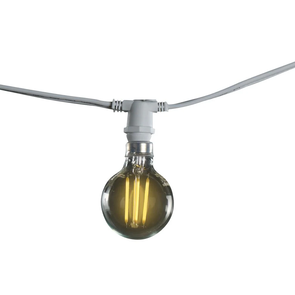BULBRITE FIXTURES G16 CANDELABRA SCREW (E12) 4W DIMMABLE STRING LIGHT - WHITE - BULBS INCLUDED: 4W G16 LED (15 PCS) LIGHT BULB 2700K/WARM WHITE LIGHT 40W EQUIVALENT 1PK (810050) - Cheap-Us