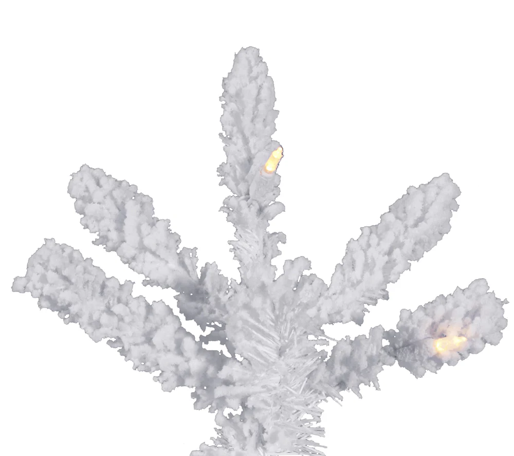 Vickerman 12' Flocked White Slim Artificial Christmas Tree Pure White LED Lights - Cheap-Us
