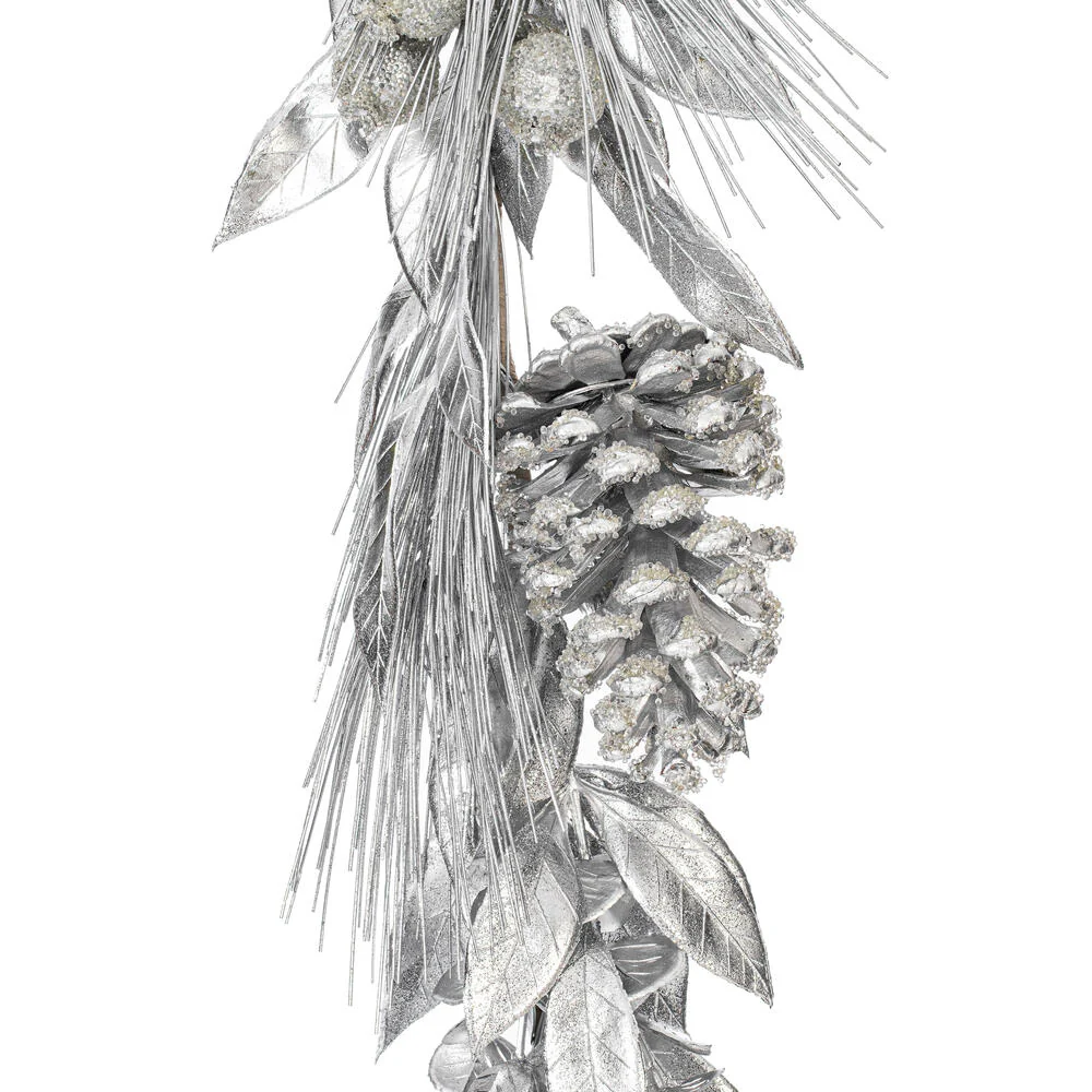 Vickerman 6’ Silver Artificial Pinecone Needle Berry Garland Unlit - Cheap-Us