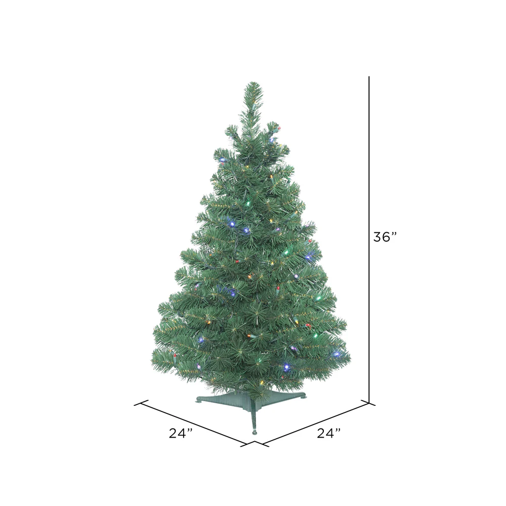 Vickerman 3' Oregon Fir Artificial Christmas Tree Wide Angle Single Mold Multi-Colored LED Lights - Cheap-Us