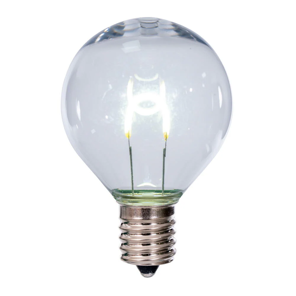 Vickerman G50 Transparent U-Shaped Filament Pure White Bulb, E17 Base, .6 Watts, 25 Pcs Assorted/Bag.  Colors included are Blue, Red, Green, Purple and Amber. - Cheap-Us