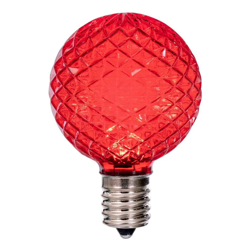 Vickerman G50 LED Red Replacement Bulb E17/C9 Nickel Base.120V .8 Watts package of 25 - Cheap-Us