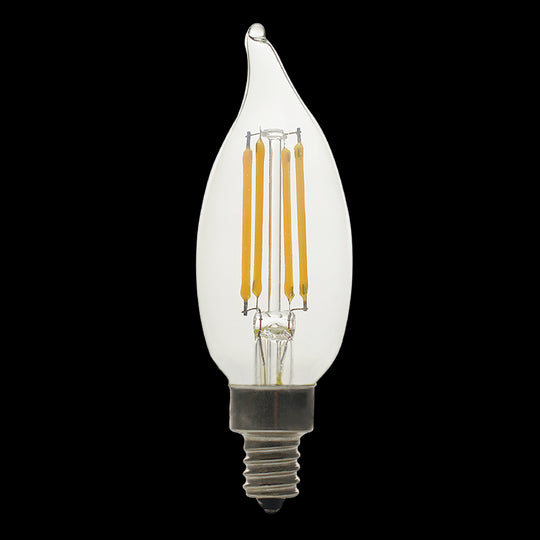Luxrite LED Flame Tip Chandelier Light Bulb, E12 Candelabra Base, 5W, 4000K - Cool White, 500 Lumens, 80 CRI, Clear Finish, Dimmable (LR21597) - Cheap-Us