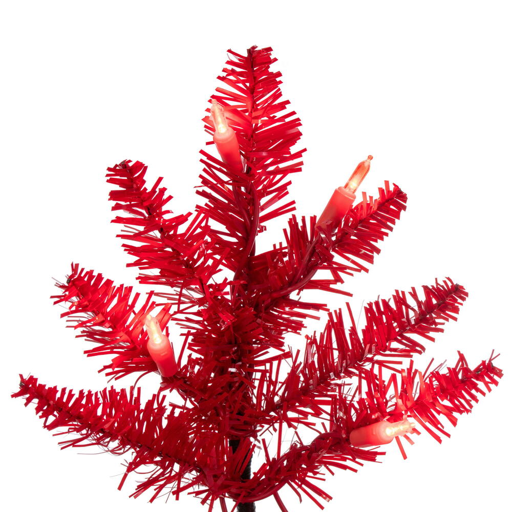 Vickerman 3' Red Fir Artificial Christmas Tree Red Dura-lit LED Lights - Cheap-Us