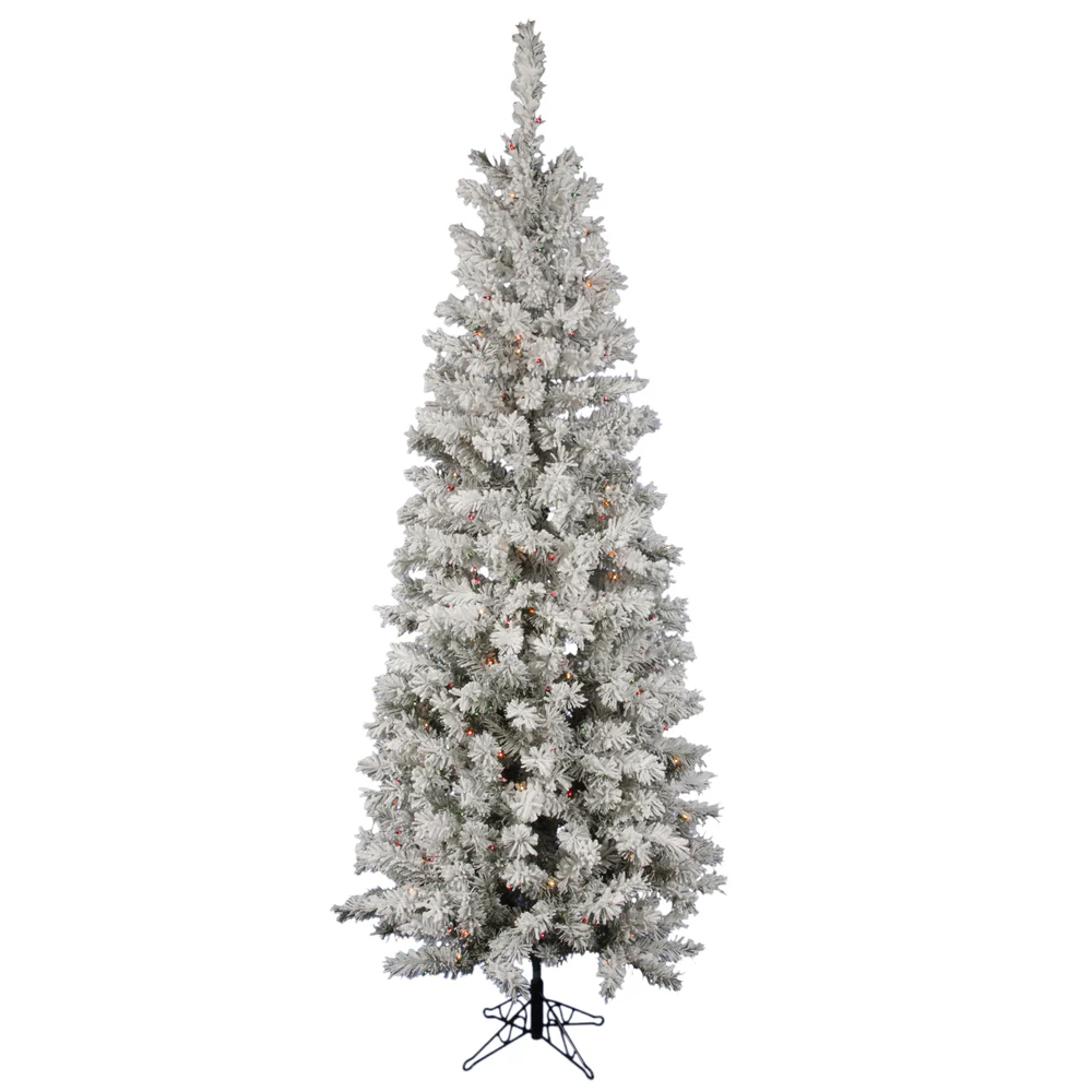 Vickerman 7.5' Flocked Pacific Artificial Christmas Tree Multi-Colored LED Lights - Cheap-Us