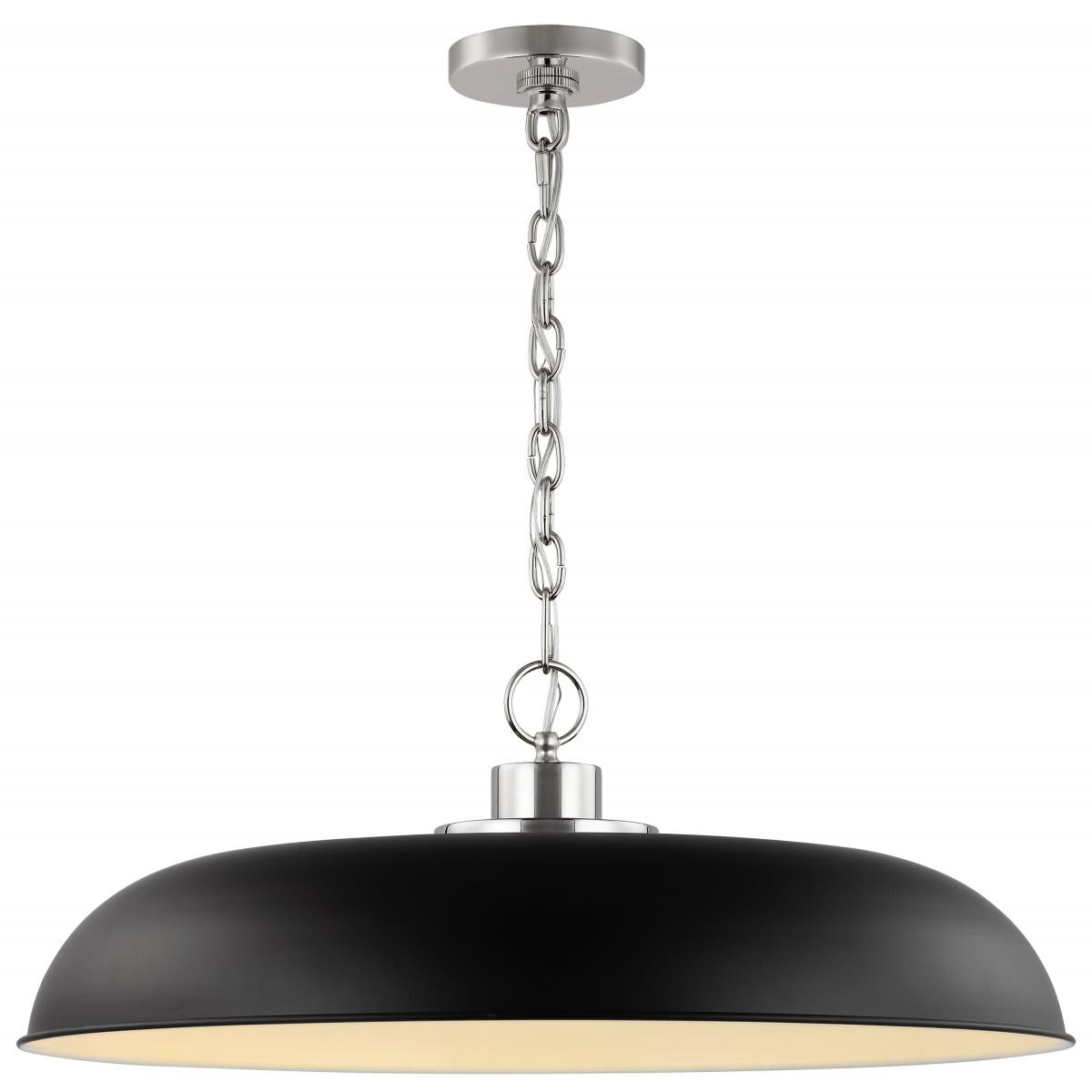 60-7488 COLONY 1 LIGHT LARGE PENDANT Colony; 1 Light; Large Pendant; Matte Black with Polished Nickel - Cheap-Us