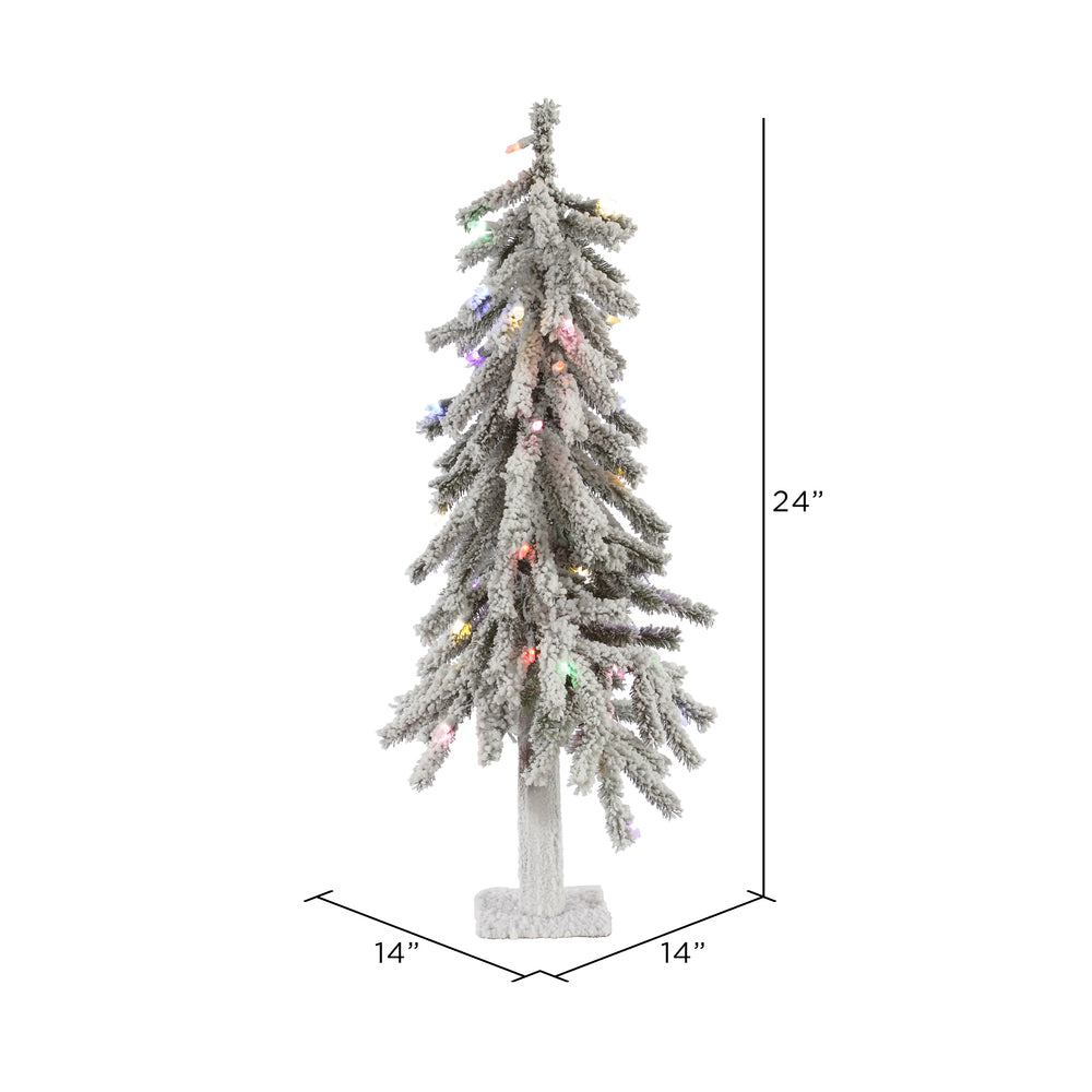 Vickerman 2' Flocked Alpine Artificial Christmas Tree Multi-Colored LED Dura-Lit lights - Cheap-Us