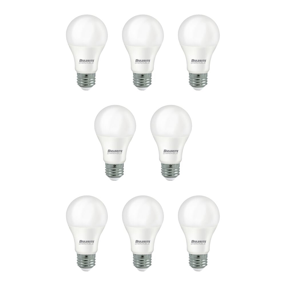 Bulbrite Pack of (8) 9 Watt Dimmable Frost A19 LED Light Bulbs with Medium (E26) Base, 2700K Warm White Light, 800 Lumens - Cheap-Us