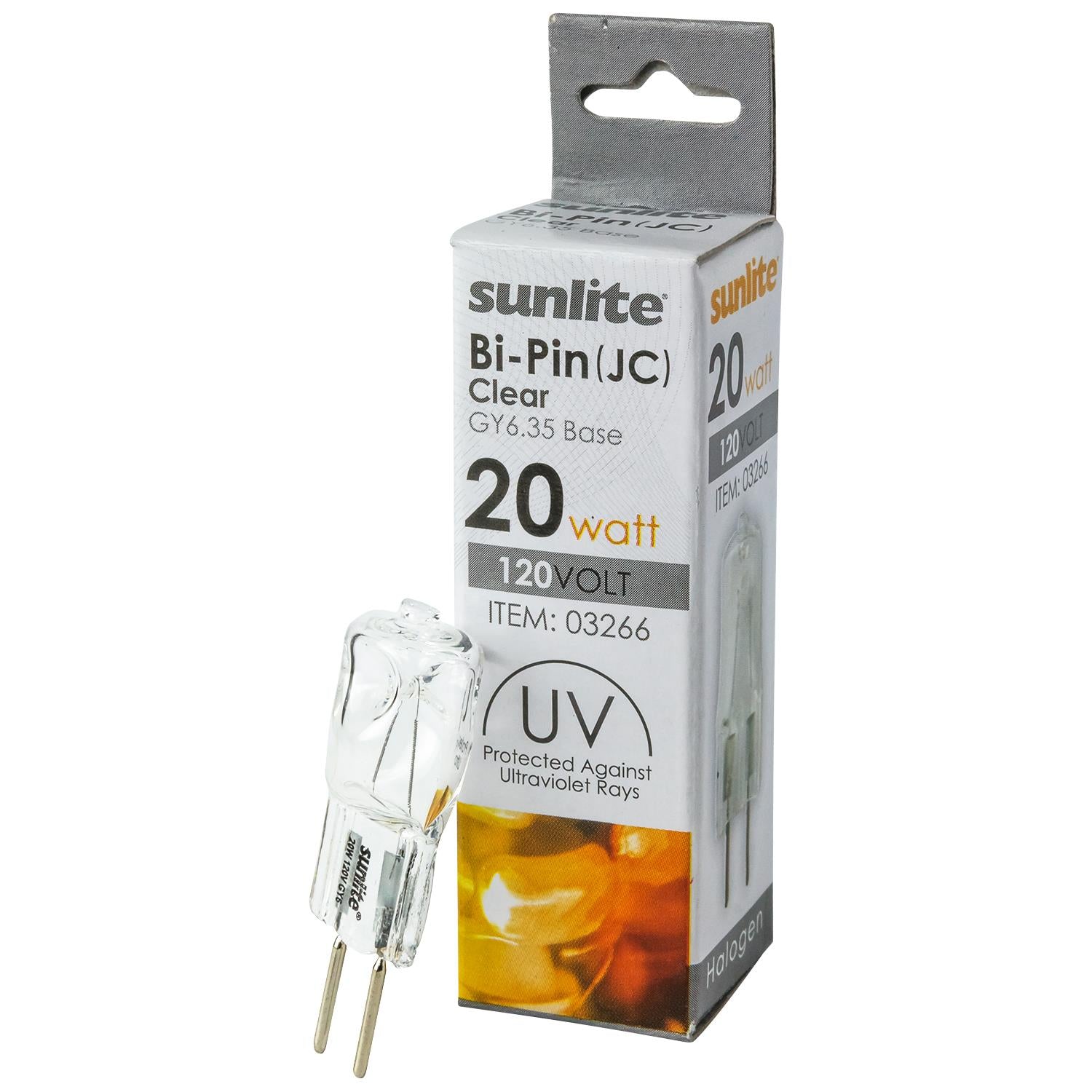 Sunlite Q20/CL/GY6.35/120V 20 Watt Bi-Pin Lamp GY6.35 Base - Cheap-Us