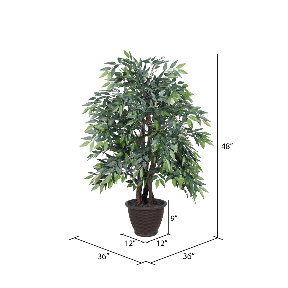 Vickerman 4' Artificial Green Smilax Extra Full Bush Brown Plastic Container. - Cheap-Us