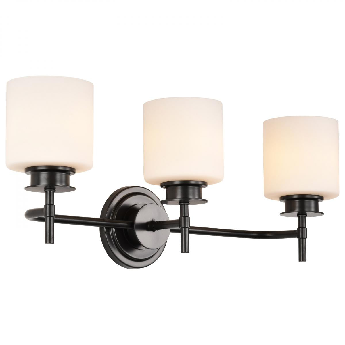 60-8033 WARREN 3 LIGHT VANITY Warren; 3 Light Vanity; Gun Metal with Satin White Glass - Cheap-Us