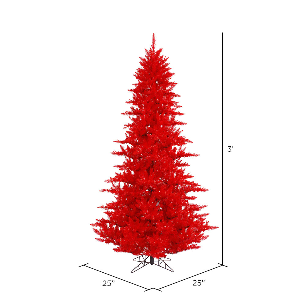 Vickerman 3' Red Fir Artificial Christmas Tree Unlit - Cheap-Us