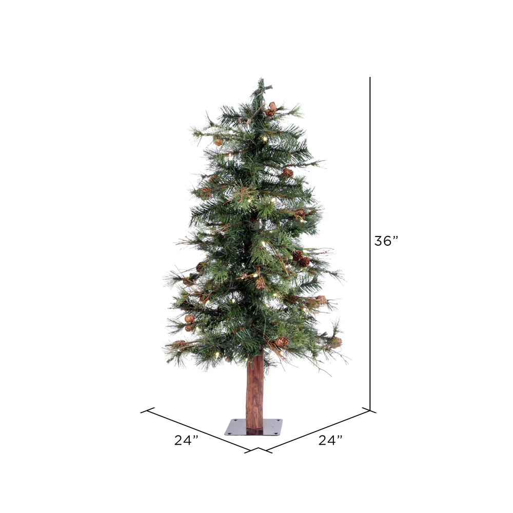Vickerman 3' Mixed Country Alpine  Artificial Christmas Tree Warm White Dura-Lit® LED Lights - Cheap-Us