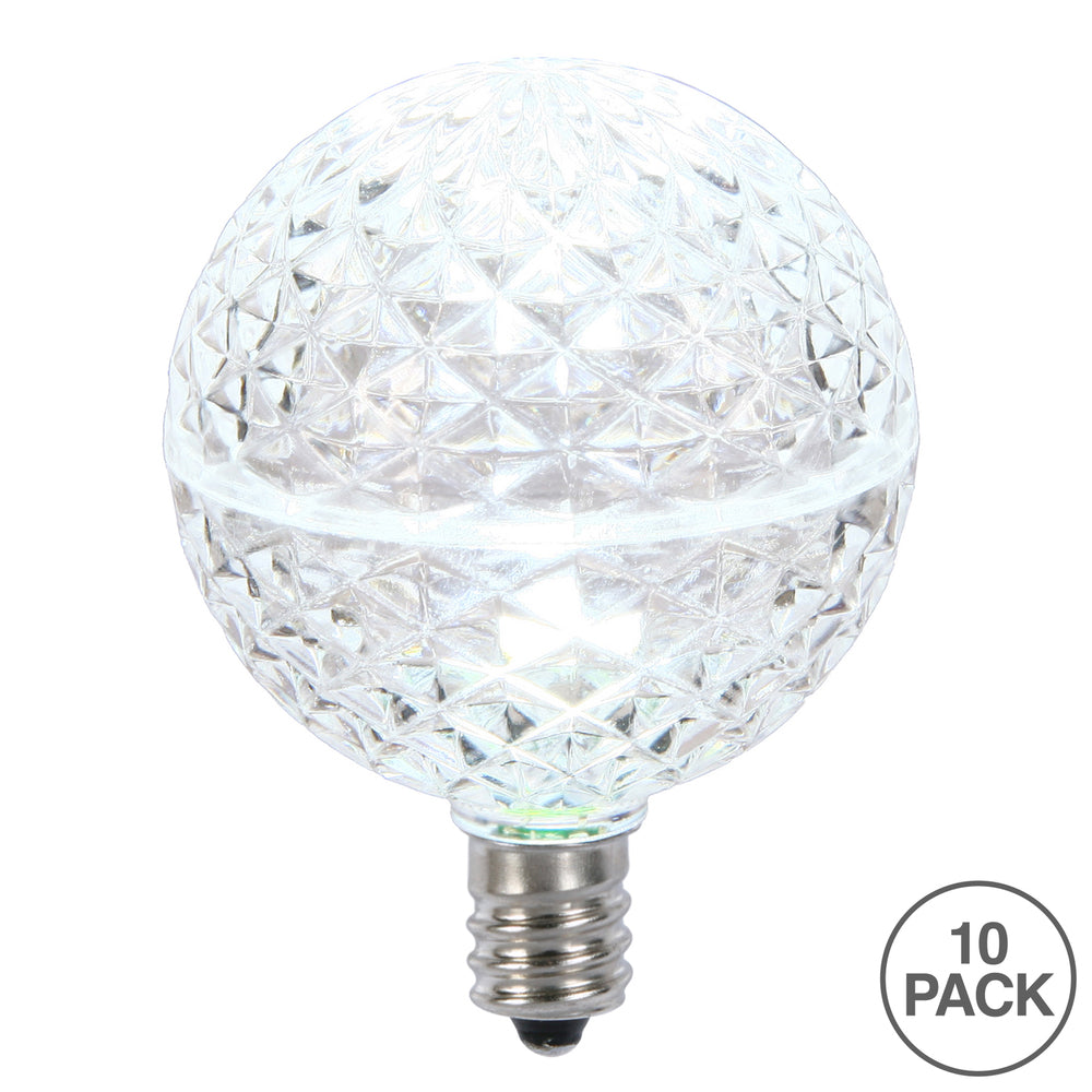Vickerman G50 LED Cool White Replacement Bulb E12/C7 Nickel Base .38W 10 Bulbs per Pack - Cheap-Us