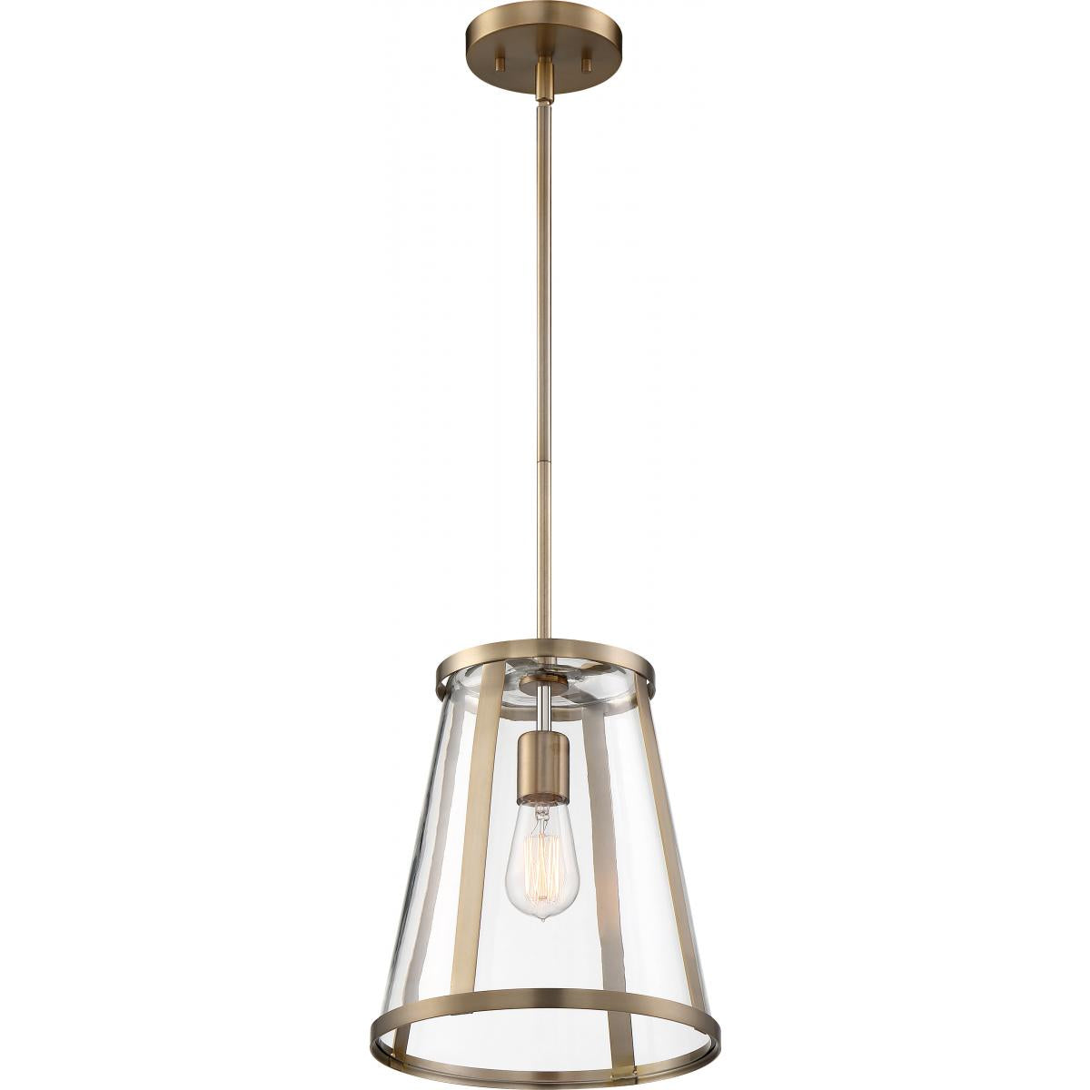 60-6697 BRUGE 1 LIGHT PENDANT Bruge - 1 Light Pendant - with Clear Glass - Burnished Brass Finish - Cheap-Us