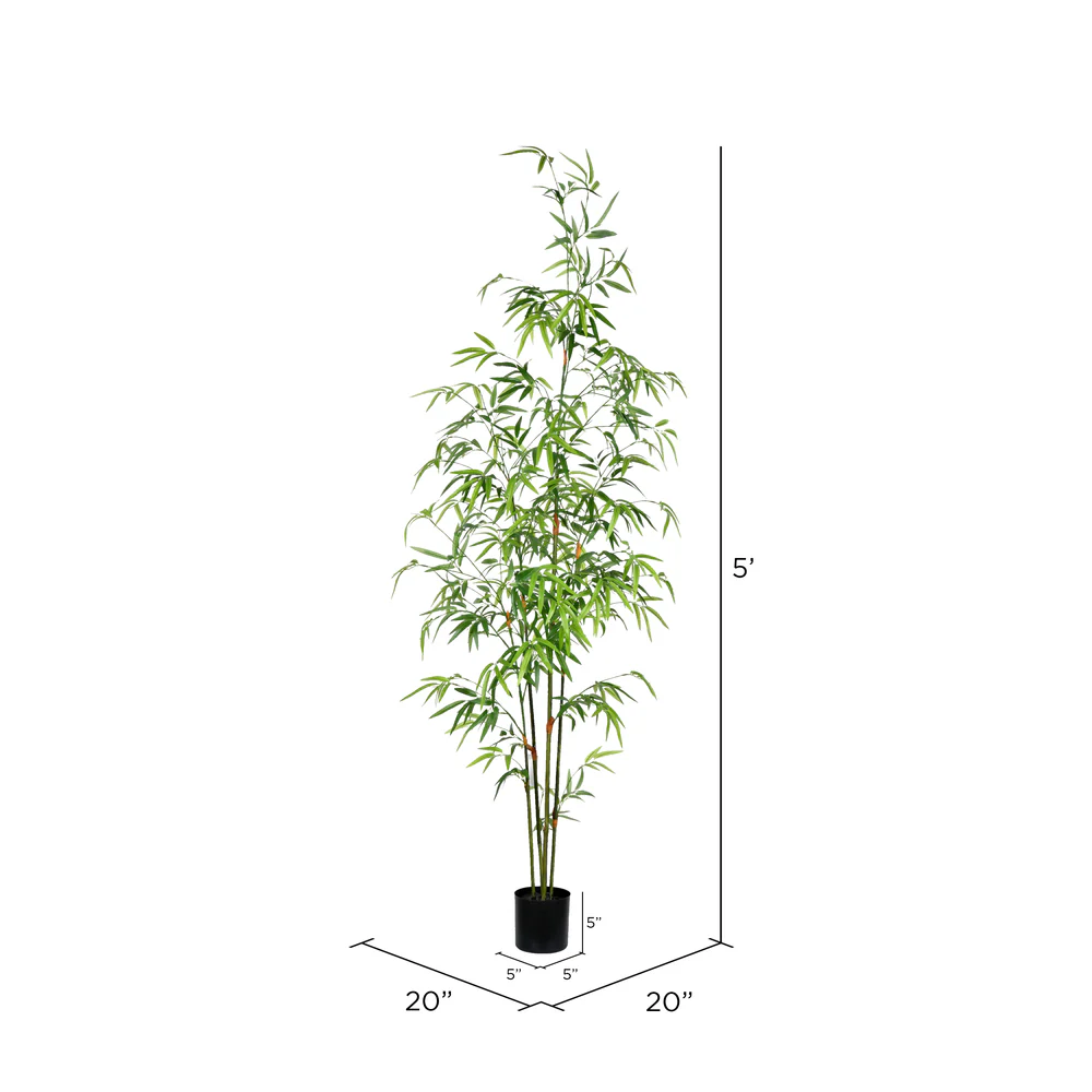 Vickerman 5' Artificial Potted Mini Bamboo Tree. - Cheap-Us