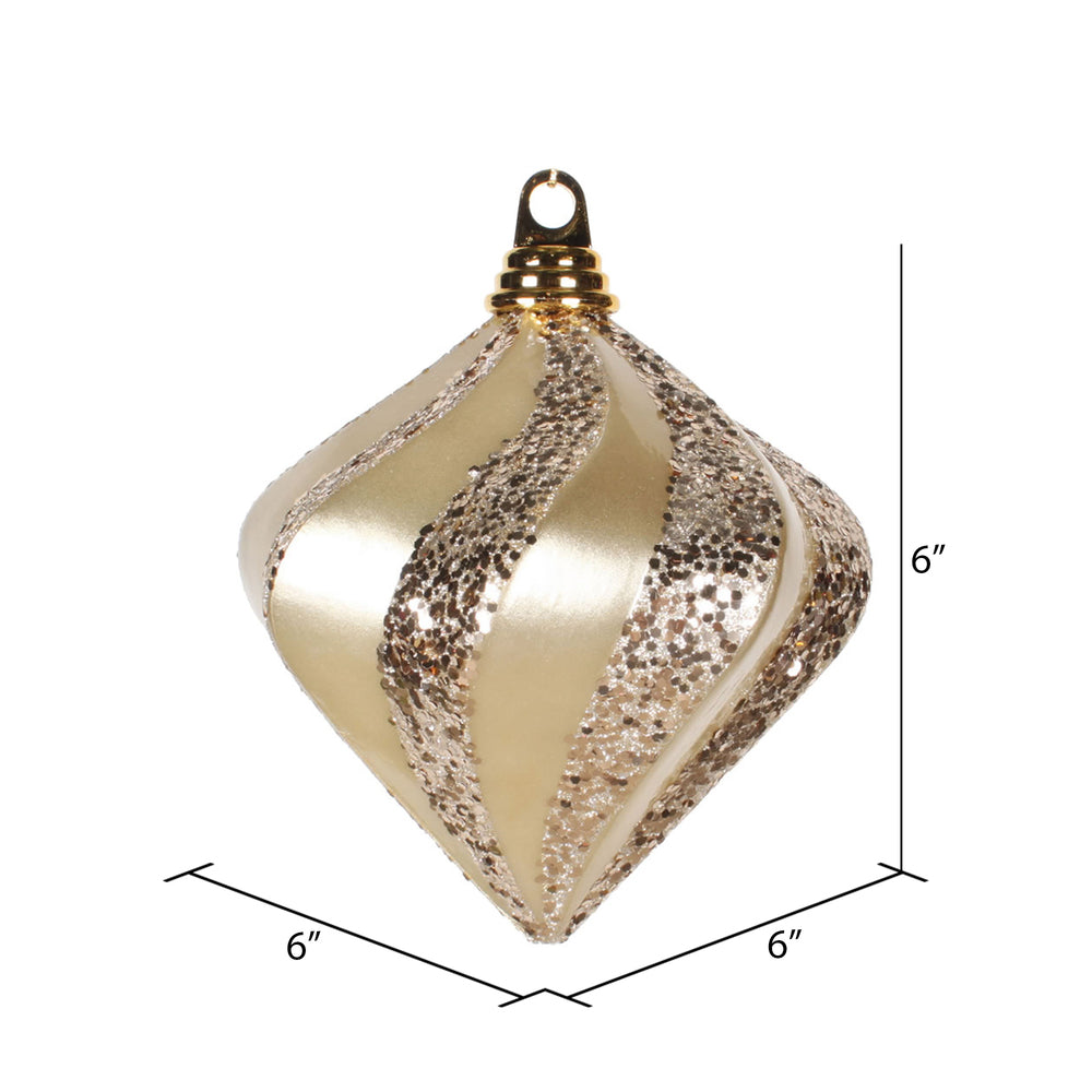 Vickerman 6'' Champagne Candy/Glitter Swirl Diamond Christmas Ornament - Cheap-Us