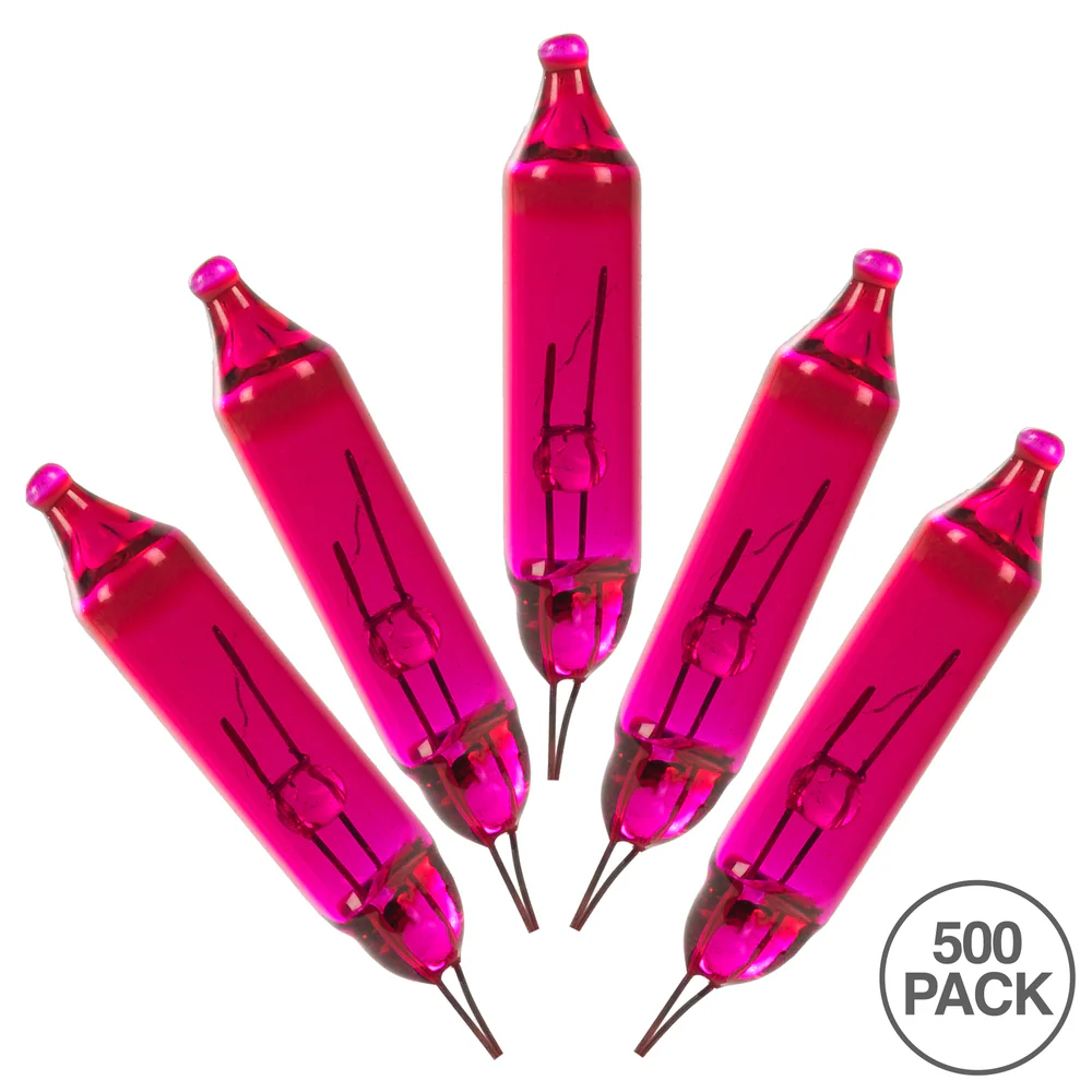 Vickerman Pink Glass Incandescent Mini Bulb with Pinched Base 2.5 Volt 200mA 50/Bag - Cheap-Us