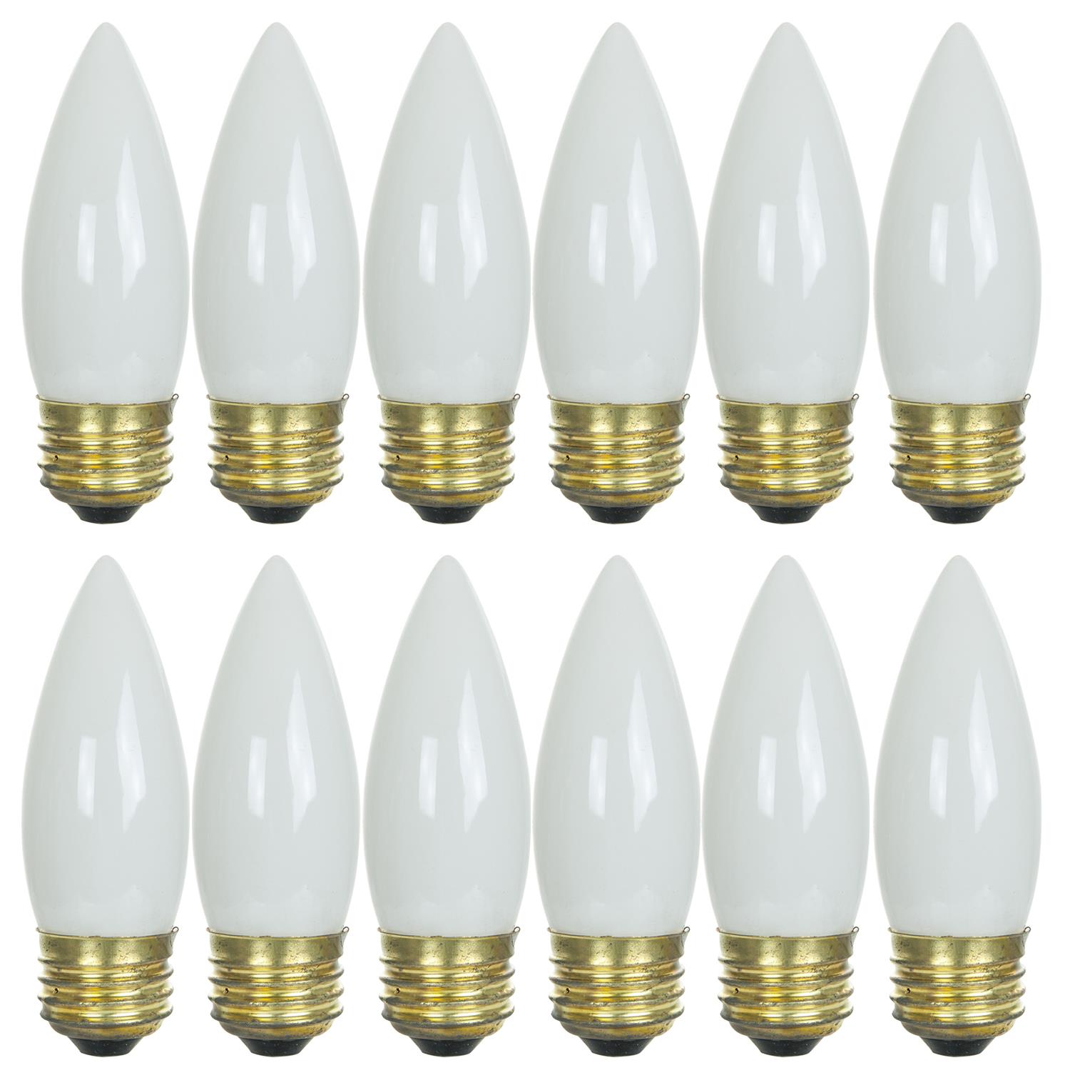 Sunlite 40 Watt Torpedo Tip Chandelier , Medium Base, White - Cheap-Us
