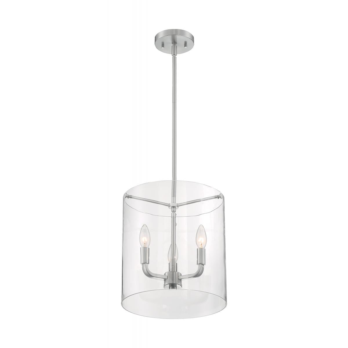 60-7177 SOMMERSET 3 LIGHT PENDANT Sommerset - 3 Light Pendant with Clear Glass - Brushed Nickel Finish - Cheap-Us