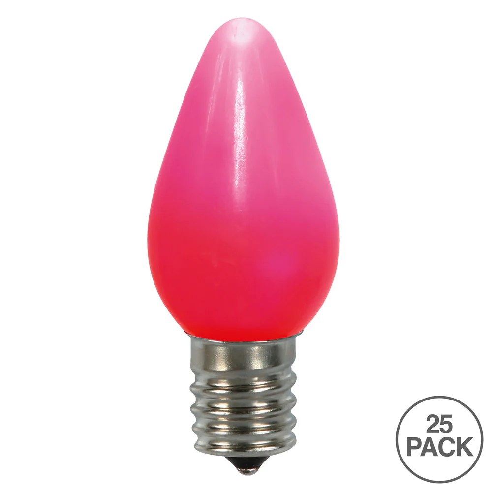 Vickerman C7 Ceramic LED Pink Twinkle Bulb  Nickel Base 120V .6 Watts 25 Bulbs per bag - Cheap-Us