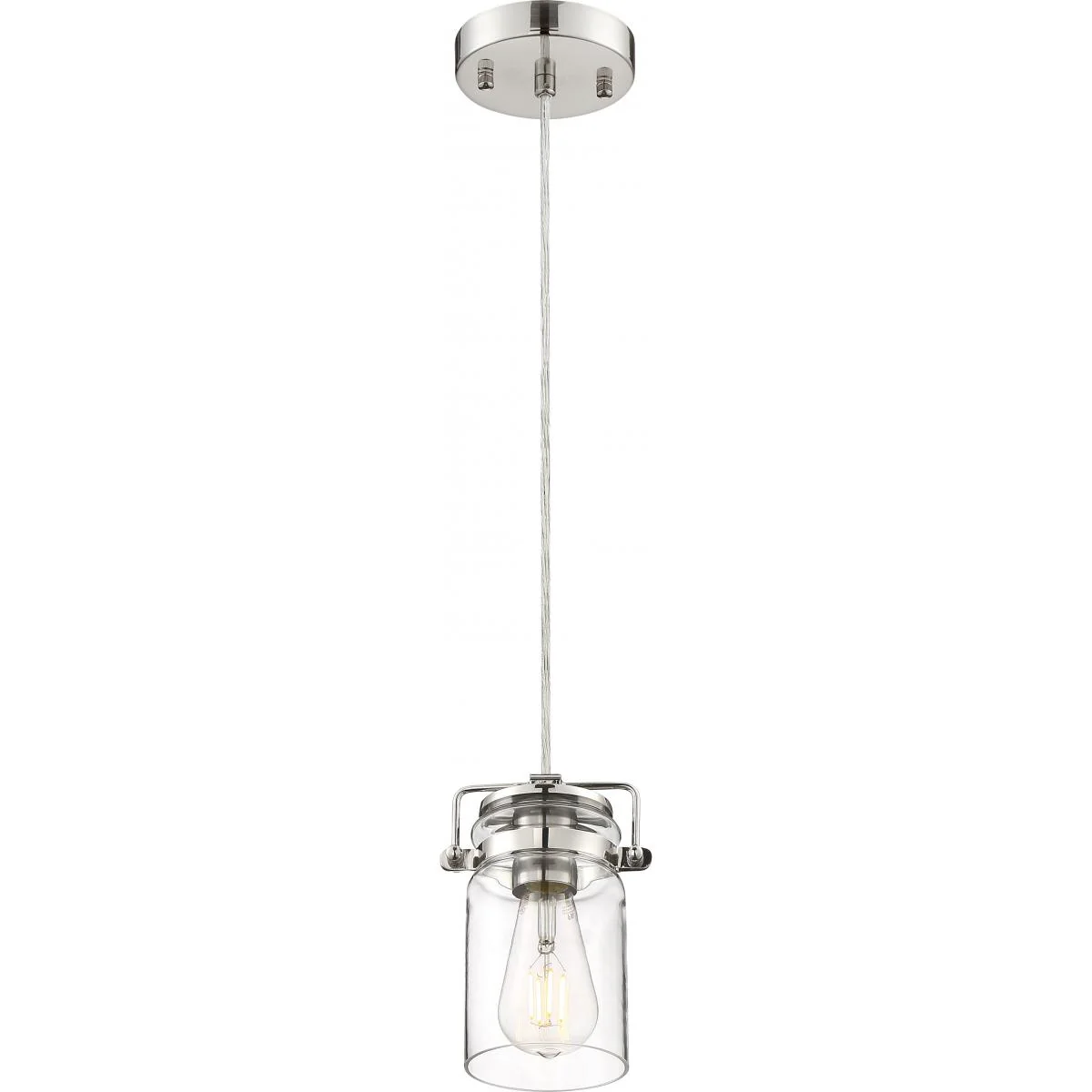 60-6734 ANTEBELLUM 1 LT MINI PENDANT Antebellum - 1 Light Mini Pendant - with Clear Glass -Polished Nickel - Cheap-Us