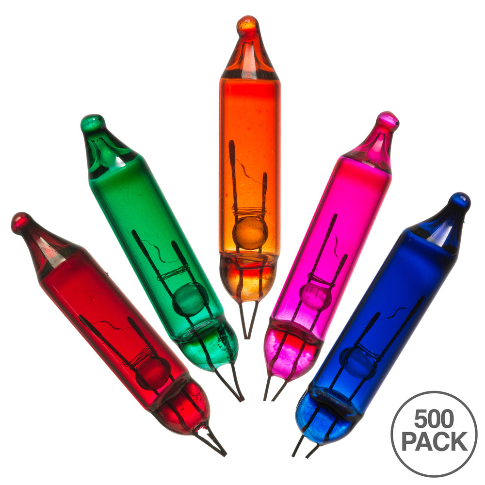 Vickerman Multi-Colored Glass Incandescent Mini Bulb, 2.5 Volt 170mA, 500 per bag. - Cheap-Us