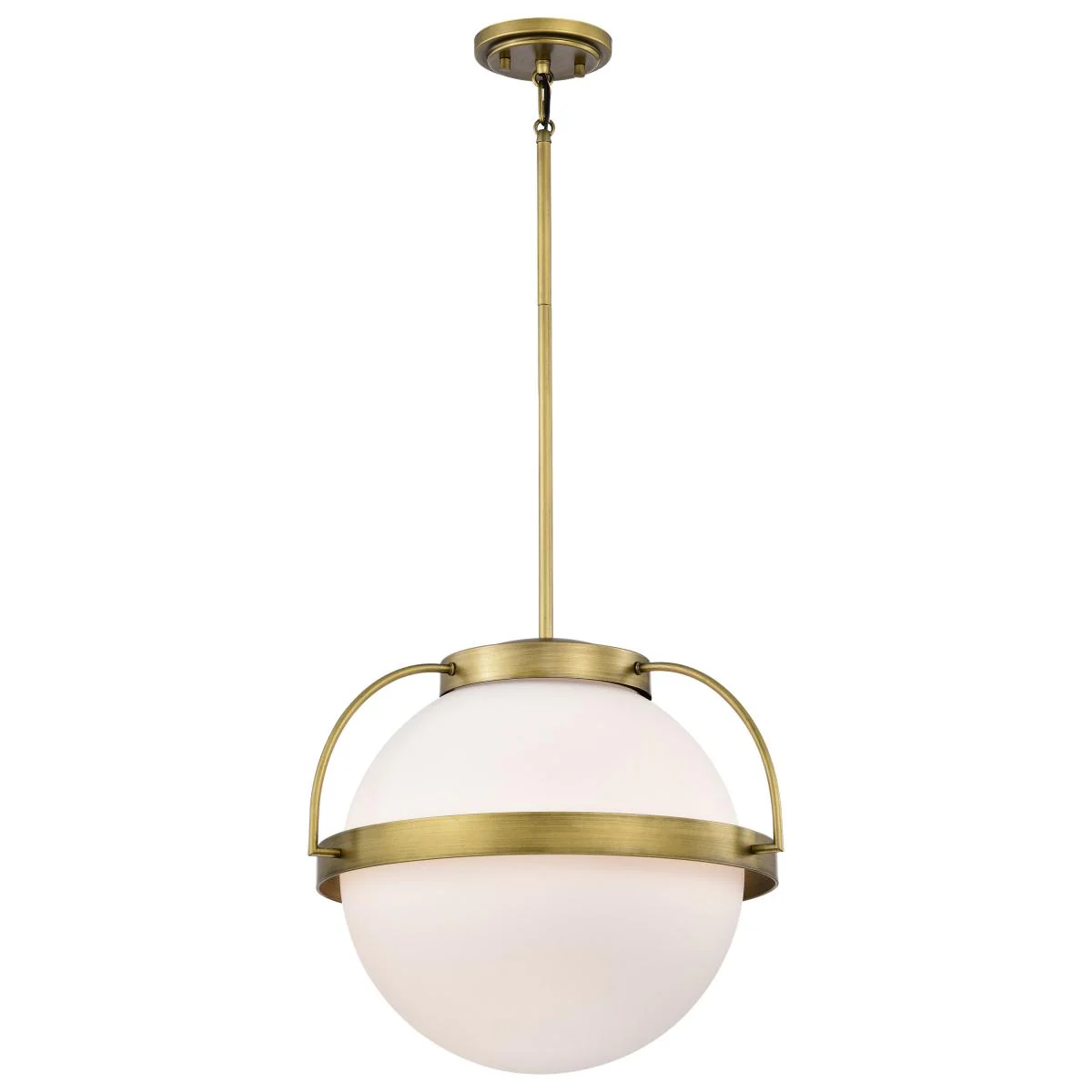 60-7785 LAKESHORE 1 LT LARGE PENDANT Lakeshore 1 Light Large Pendant; Natural Brass Finish; White Opal Glass - Cheap-Us