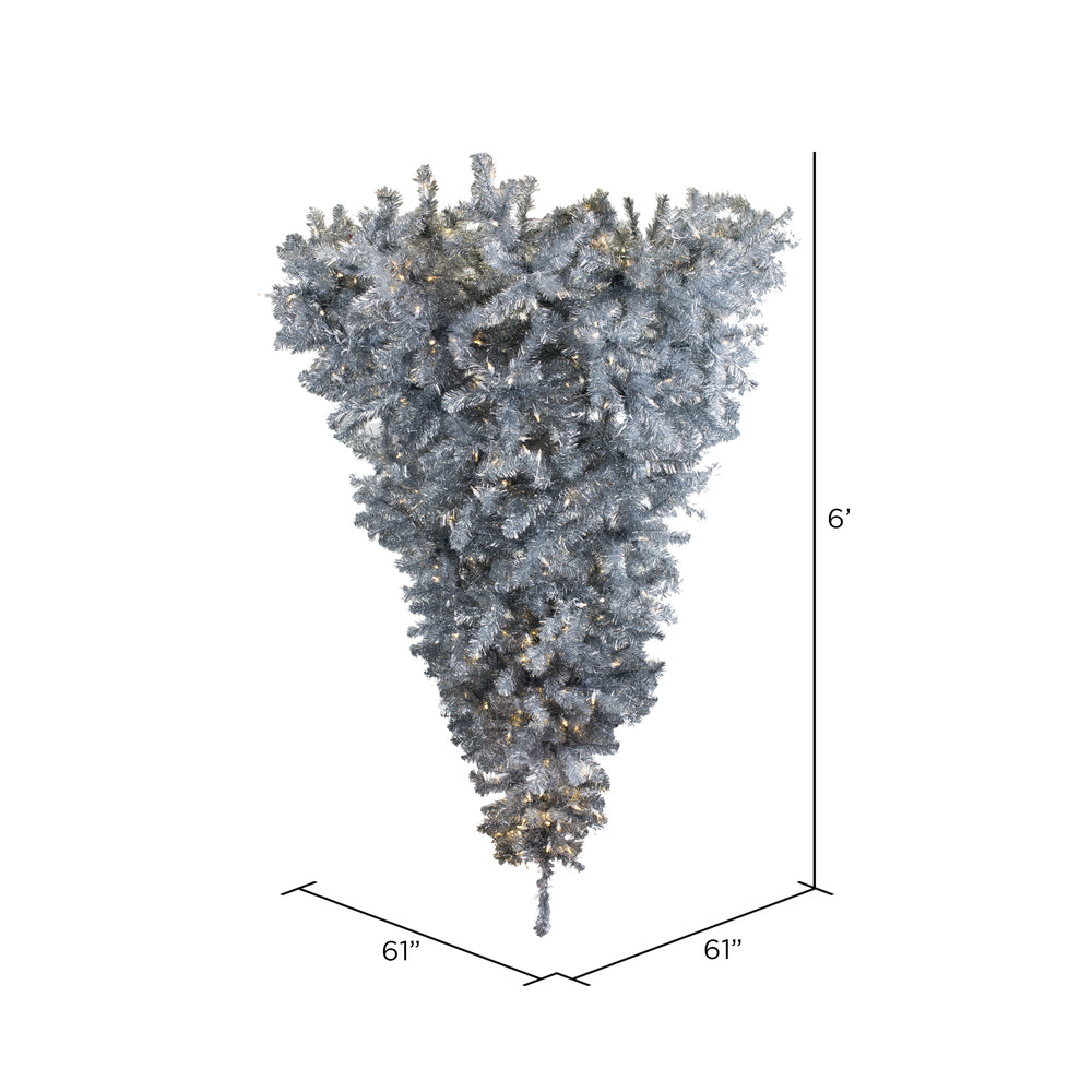 Vickerman 6' Silver Upside Down Artificial Christmas Tree Clear Dura-lit Incandescent Lights - Cheap-Us