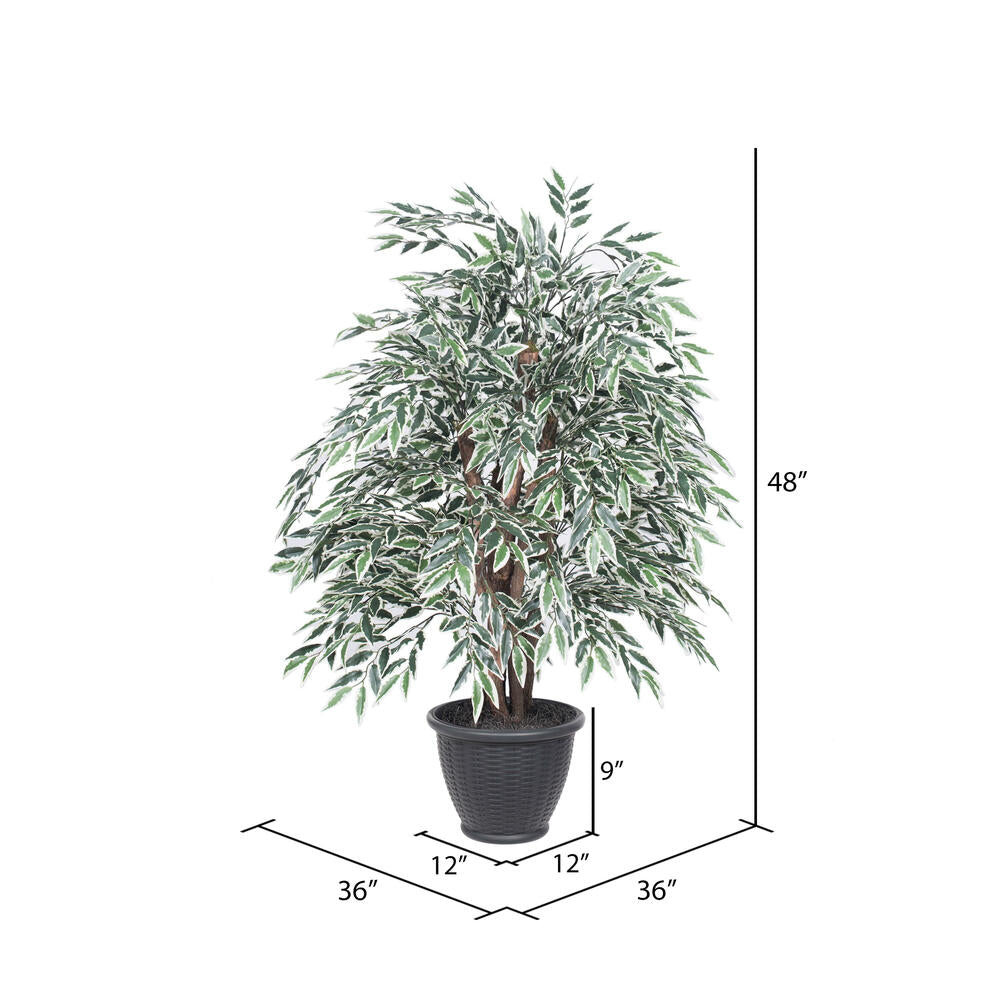 Vickerman 4' Artificial Variegated Smilax Extra Full Bush Gray Round Plastic Container. - Cheap-Us