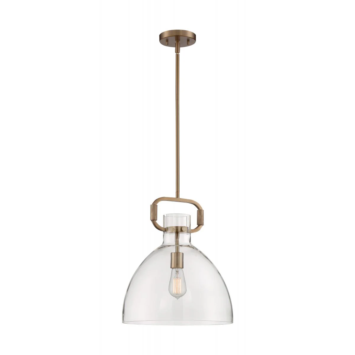 60-7142 TERESA 1 LT BELL PENDANT Teresa - 1 Light Pendant with Clear Glass - Burnished Brass Finish - Cheap-Us