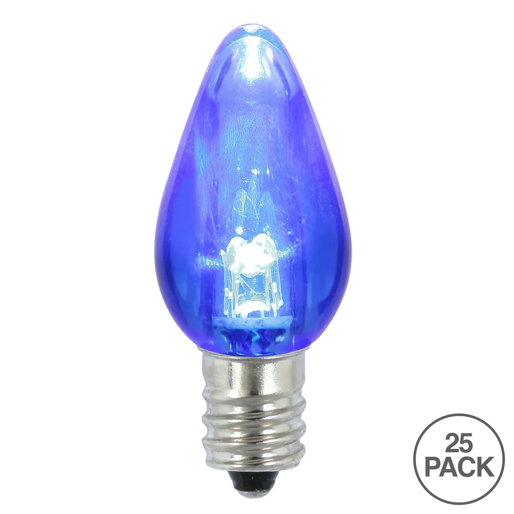 Vickerman C7 Transparent Plastic LED Blue Dimmable Bulb 25 per bag - Cheap-Us