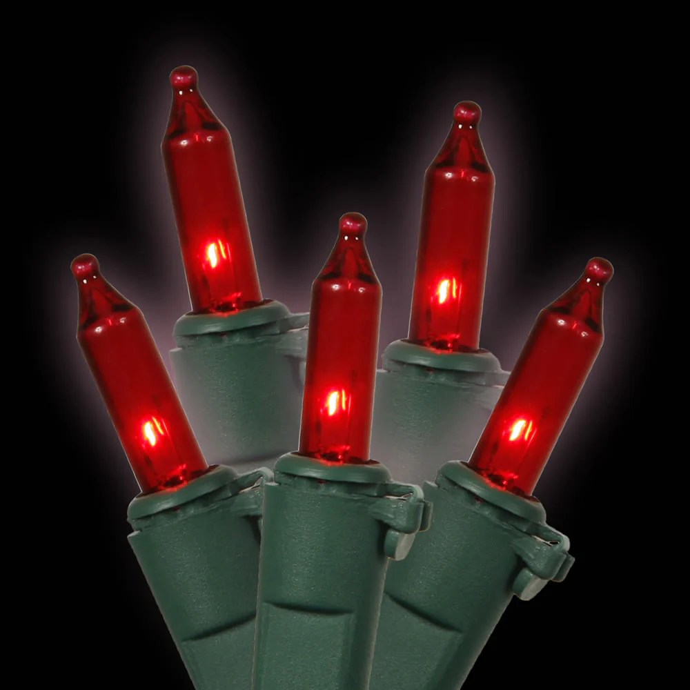 Vickerman 100 Red Mini Light on Green Wire, 33' Christmas Light Strand- 2 Pack - Cheap-Us