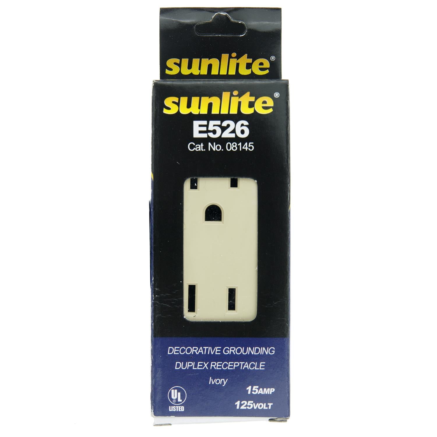 Sunlite E526 15A Decorative Duplex Receptacle, Ivory - Cheap-Us