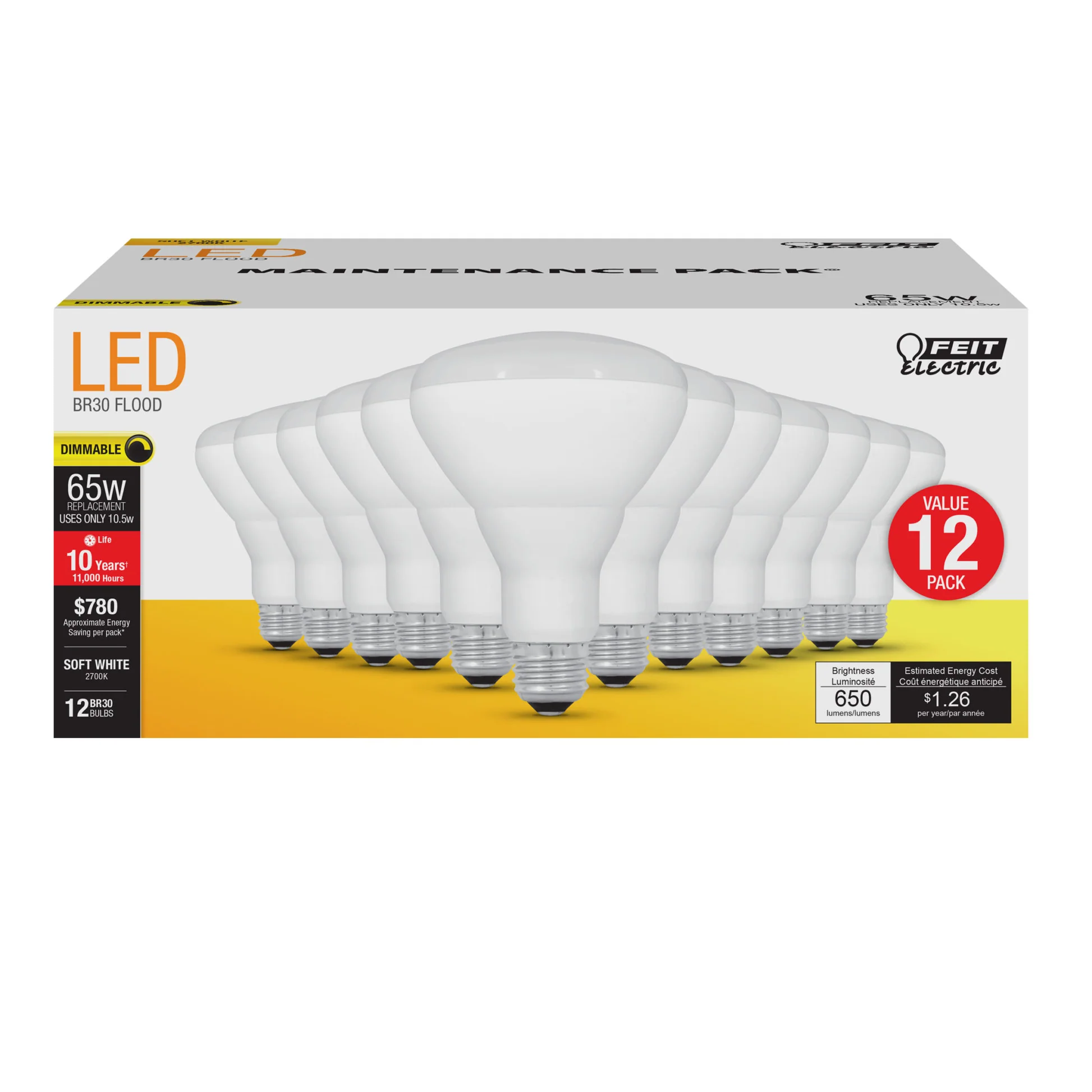 650 Lumen 2700K Dimmable BR30 LED - Cheap-Us