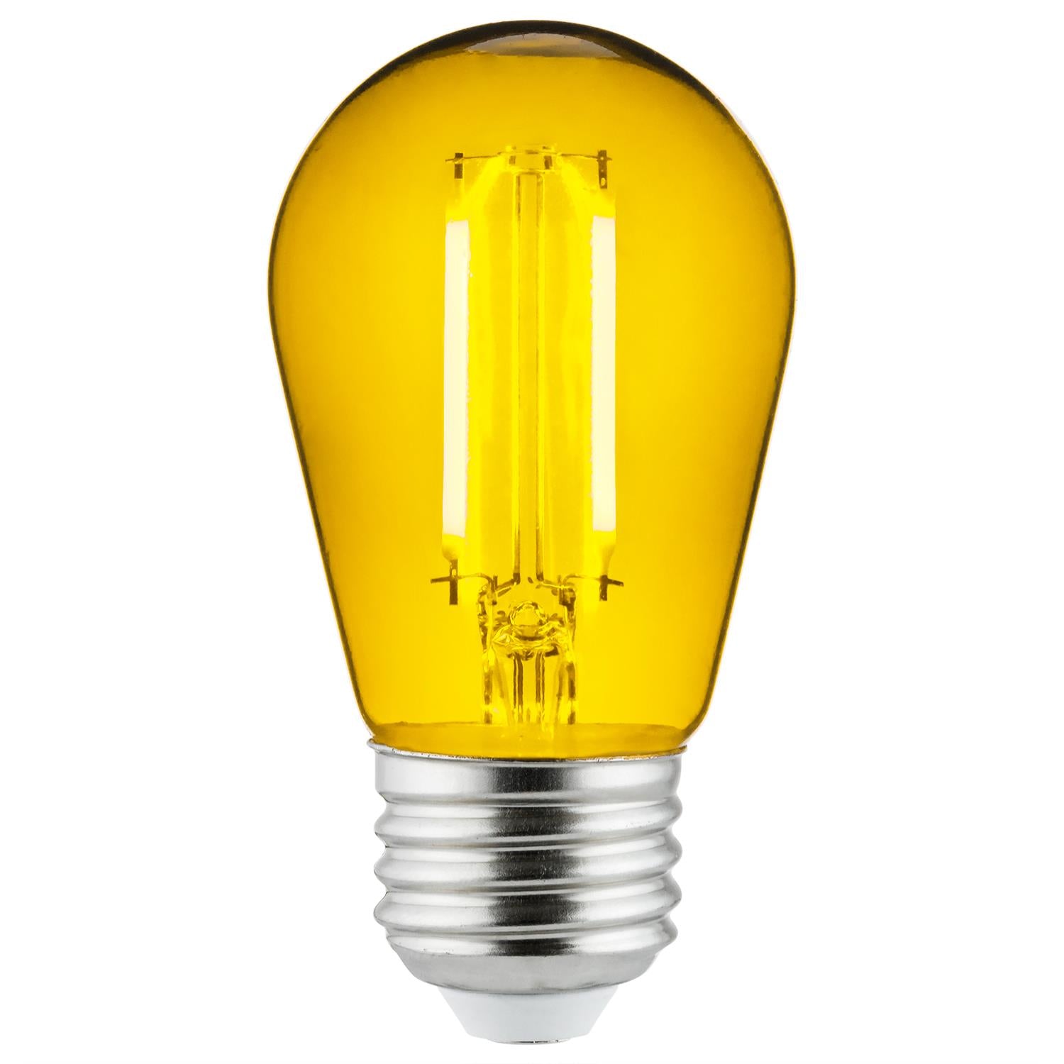 Sunlite LED Transparent Yellow Colored S14 Medium Base (E26) Bulb - Parties, Decorative, and Holiday 15,000 Hours Average Life - Cheap-Us