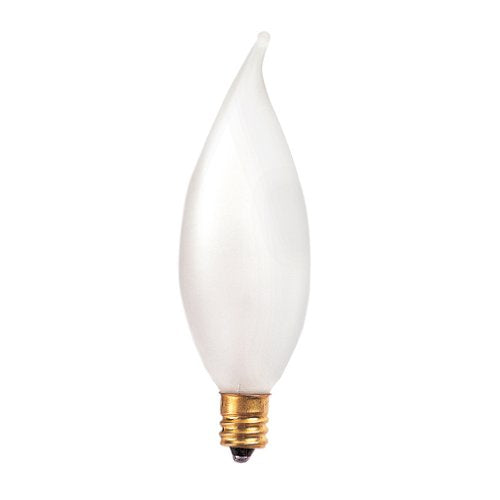 Bulbrite 15CFF/25/3 15 Watt Incandescent CA8 Flame Tip Chandelier Bulb, Candelabra Base, Frost - Cheap-Us