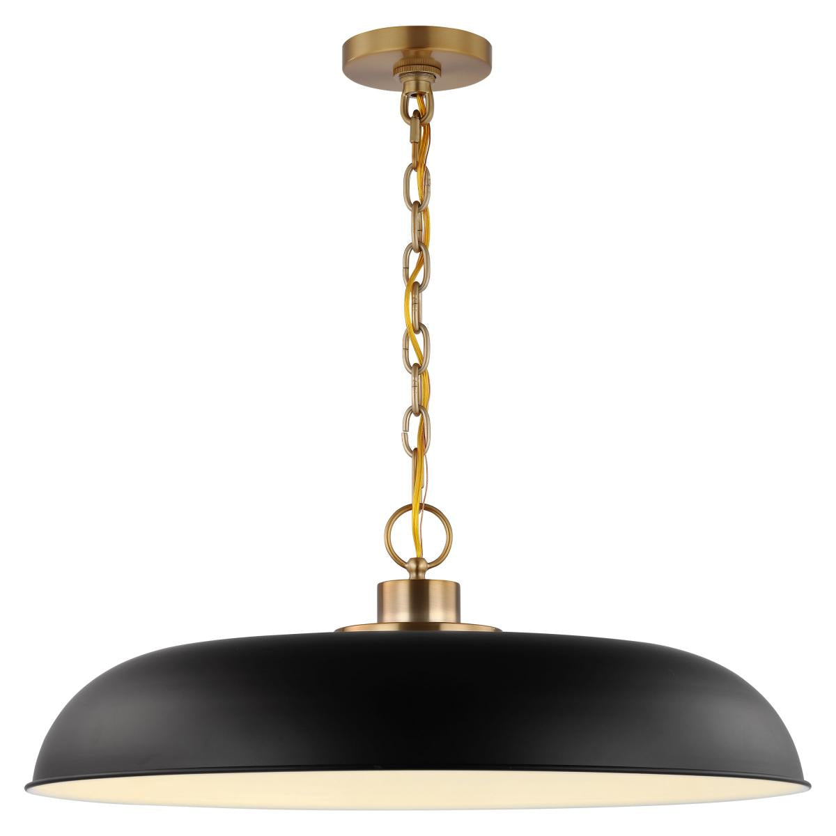 60-7487 COLONY 1 LIGHT LARGE PENDANT Colony; 1 Light; Large Pendant; Matte Black with Burnished Brass - Cheap-Us