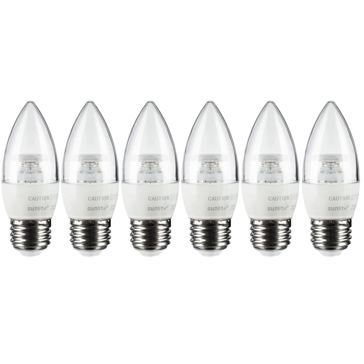 Sunlite ETC/LED/5W/E26/CL/D/ES/27K LED Torpedo Tip Chandelier 5W (40W Equivalent) Light Bulb Candelabra (E12) Base, 2700K Soft White - Cheap-Us