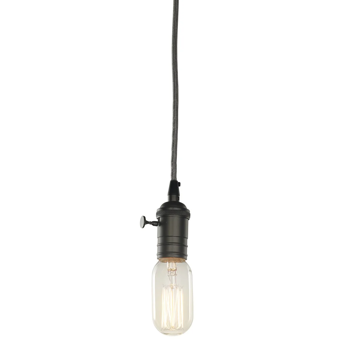 BULBRITE FIXTURES DIRECT WIRE PENDANT KIT VINTAGE GUNMETAL SOCKET WITH SILVER CORD AND INCANDESCENT T14 MEDIUM SCREW (E26) 40W DIMMABLE NOSTALGIC LIGHT BULB 2200K/AMBER (810082) - Cheap-Us